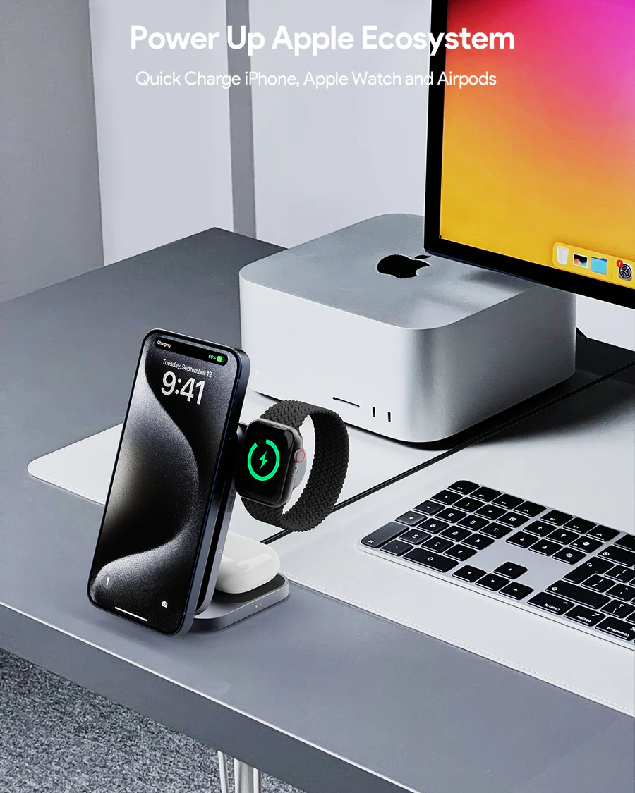  AUKEY MagFusion Z Qi2 3-in-1 Foldable Wireless Charging Station -LC-MC312